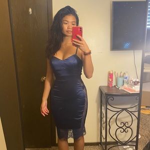 Fashionova Satin Blue Dress